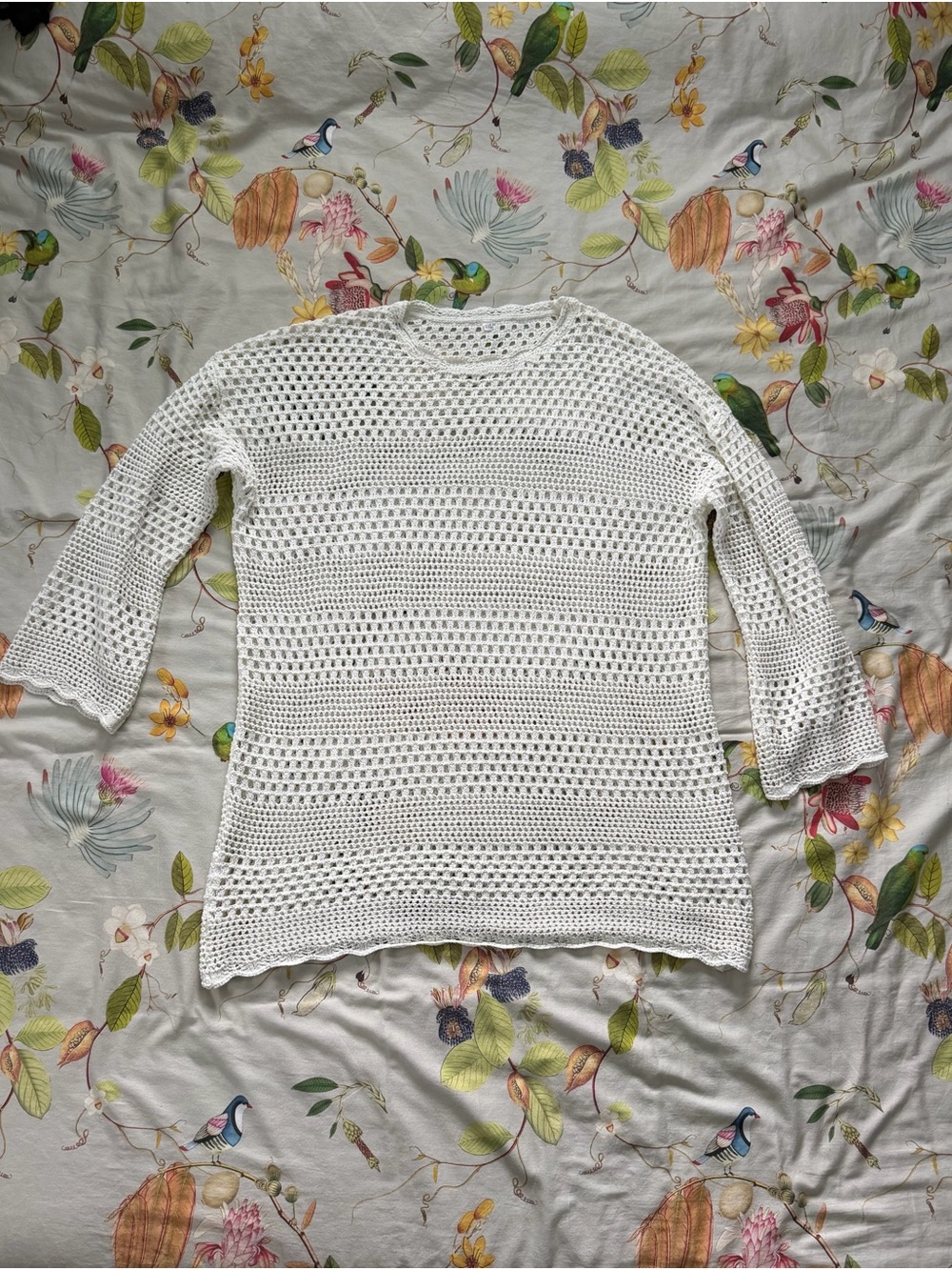 White Crochet Knit Tunic Coverup Size XXL Open Knit Beach Boho